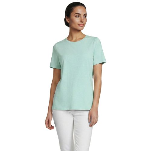  Lands' End Supima Kurzarm-shirt Mit Rundem Ausschnitt, Damen, Größe:32-34 Regular, Blau, Baumwolle, By Lands' End 
