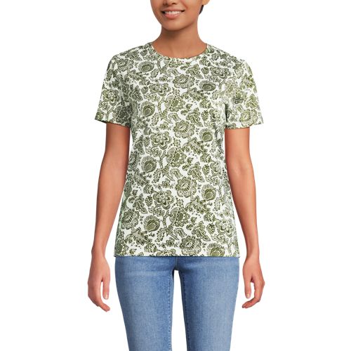  Lands' End Supima Kurzarm-shirt Mit Rundem Ausschnitt, Damen, Größe:32-34 Regular, Grün, Baumwolle, By Lands' End 