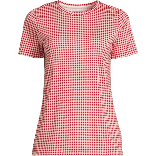 Supima Short Sleeve Crew Neck T-shirt, Women, size: XS, regular, Red, Cotton, by Lands' End
