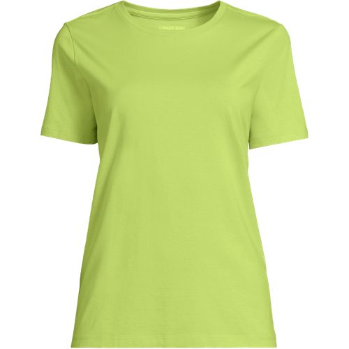 Supima Short Sleeve Crew Neck T-shirt, Women, size: 2X, plus, Green, Cotton, by Lands' End