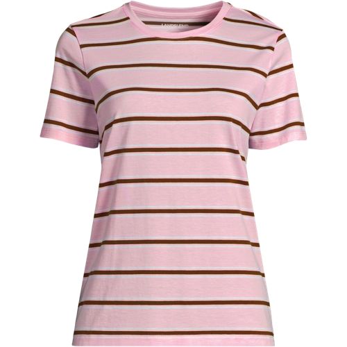 Supima Short Sleeve Crew Neck T-shirt, Women, size: 1XL, plus, Pink, Cotton, by Lands' End
