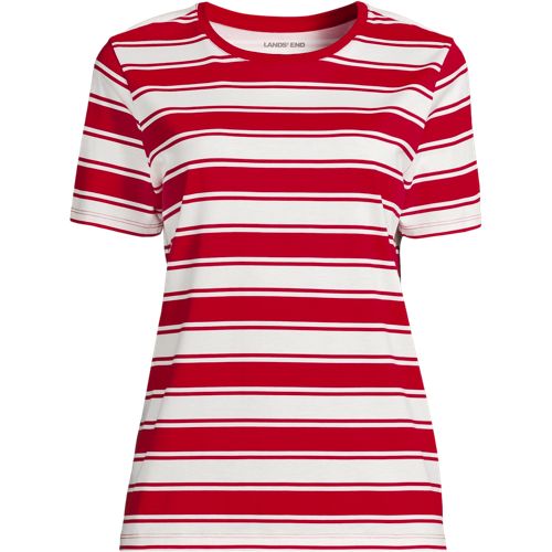 Supima Short Sleeve Crew Neck T-shirt, Women, size: M, regular, Red, Cotton, by Lands' End