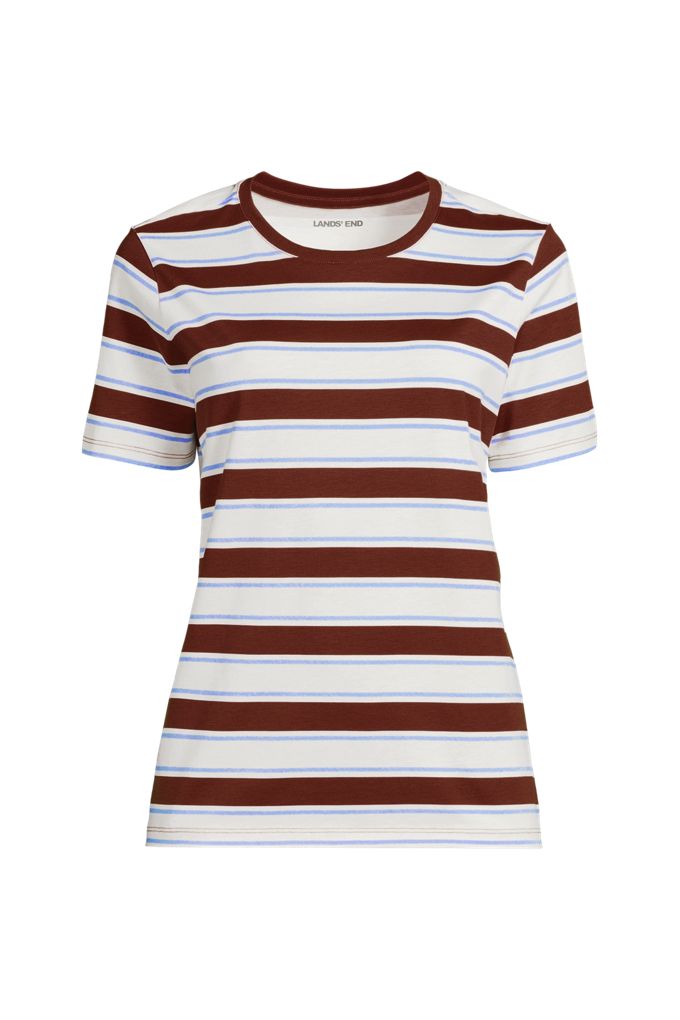 Petite Supima Cotton Crew Neck T-Shirt - Lands' End - Brown - M