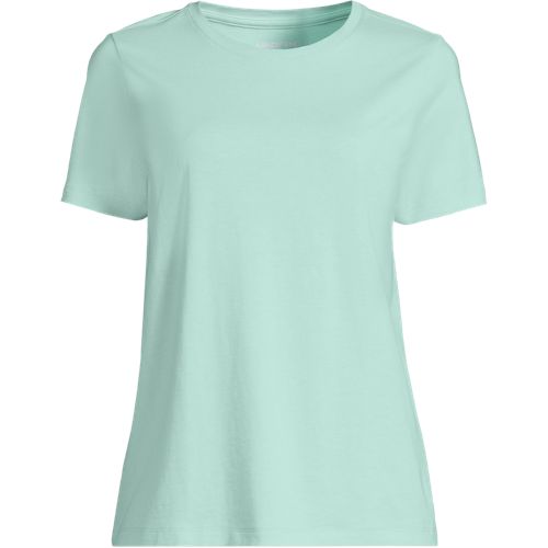 Supima Short Sleeve Crew Neck T-shirt, Women, size: 3X, plus, Blue, Cotton, by Lands' End