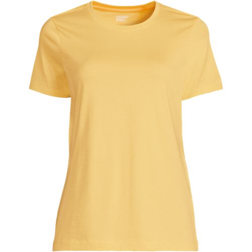 Supima Short Sleeve Crew Neck T-shirt, Women, size: XS, regular, Yellow, Cotton, by Lands' End