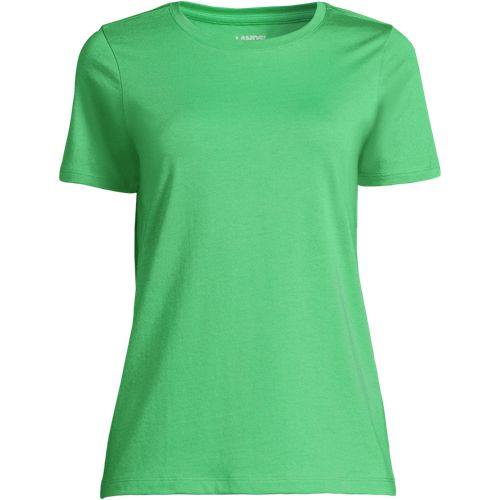 Supima Short Sleeve Crew Neck T-shirt, Women, size: XL, regular, Green, Cotton, by Lands' End