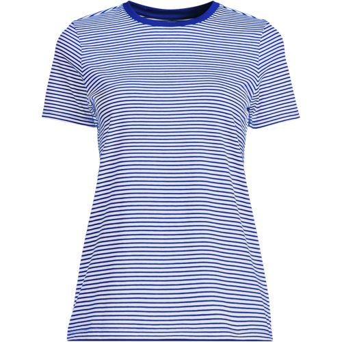 Supima Short Sleeve Crew Neck T-shirt, Women, size: XS, regular, Blue, Cotton, by Lands' End