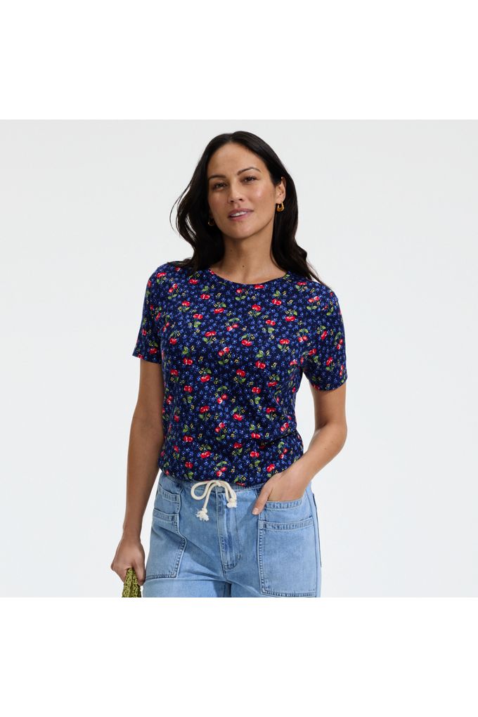 Lands' End Plus Size Supima Cotton Crewneck T-shirt In Blue