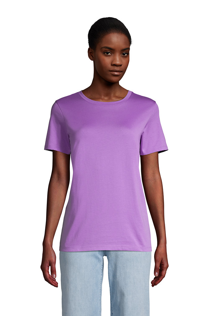Lands' EndWomen's Relaxed Supima Cotton Short Sleeve Crewneck T-Shirt ...