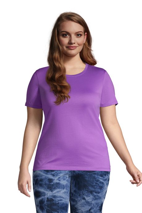 Relaxed Crewneck Lands End Womens Plus Size Supima Cotton Short Sleeve T-Shirt
