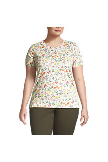 Supima Kurzarm-Shirt mit rundem Ausschnitt für Damen