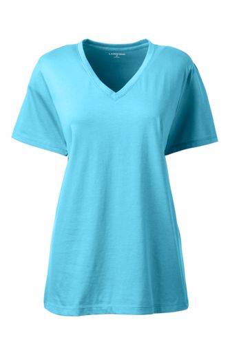 Supima Kurzarm Shirt Mit V Ausschnitt Fur Damen Lands End