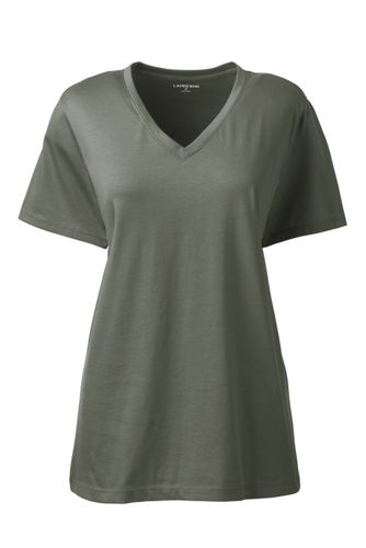 Supima Kurzarm Shirt Mit V Ausschnitt Fur Damen Lands End
