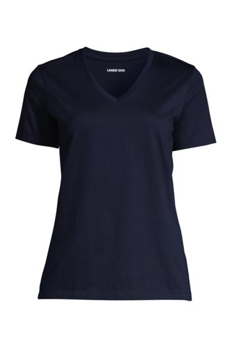 Women's Supima Short Sleeve V-neck T-shirt | Lands' End