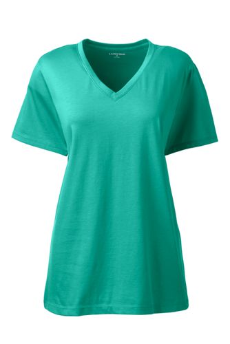 Supima Kurzarm Shirt Mit V Ausschnitt Fur Damen Lands End