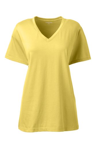 Supima Kurzarm Shirt Mit V Ausschnitt Fur Damen Lands End