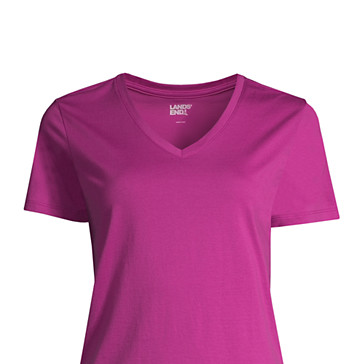Le T-Shirt Coton Supima Col en V Manches Courtes, Femme Stature Standard image number 5
