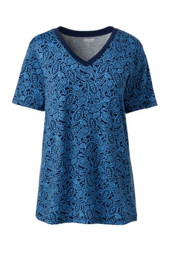Supima Kurzarm Shirt Mit V Ausschnitt Fur Damen Lands End