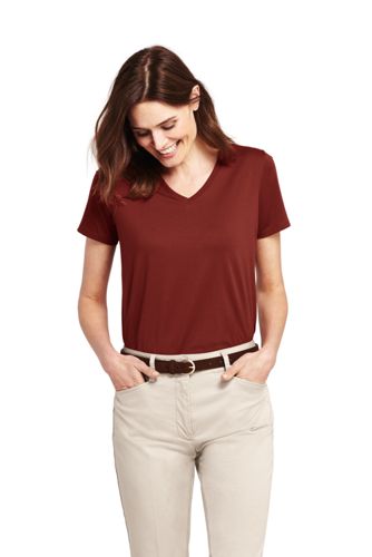 Women's Relaxed Supima Cotton Short Sleeve V-Neck T-Shirt from Lands' End