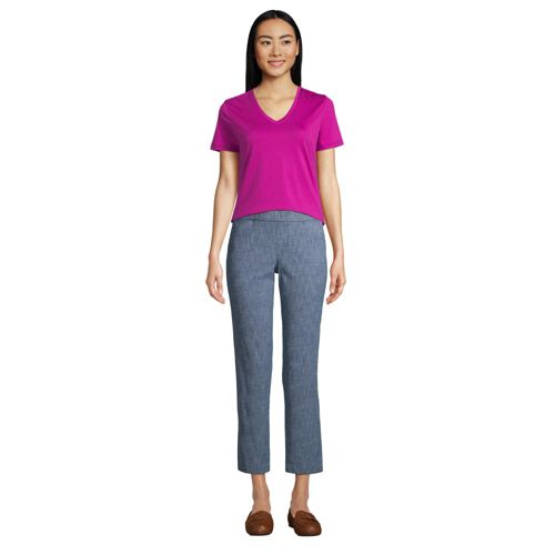 Le T-Shirt Coton Supima Col en V Manches Courtes, Femme Stature Standard image number 3