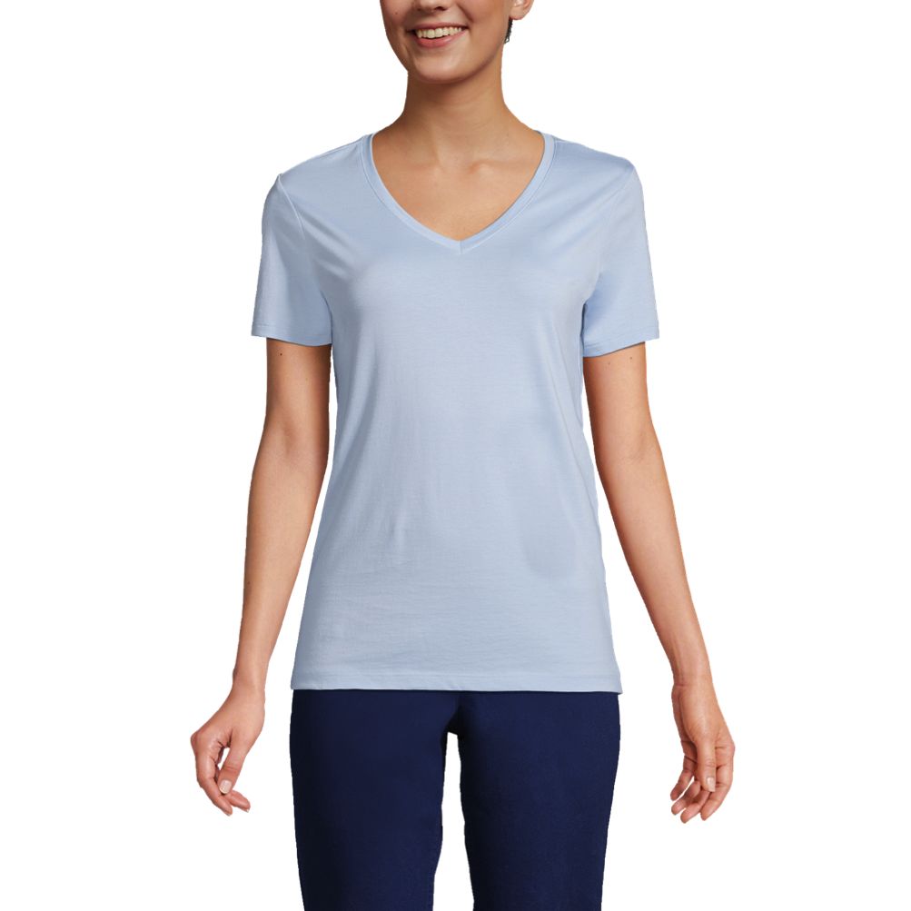 Blue v hot sale neck shirt