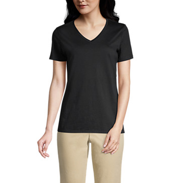Supima Kurzarm-Shirt mit V-Ausschnitt für Damen image number 0