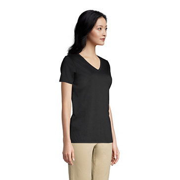 Supima Kurzarm-Shirt mit V-Ausschnitt für Damen image number 2