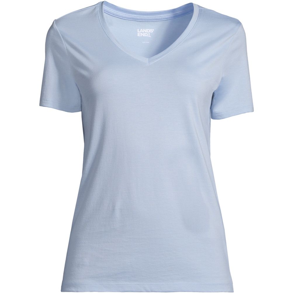 Short Sleeve V-Neck in Deep Water - Shirts for Tall Women