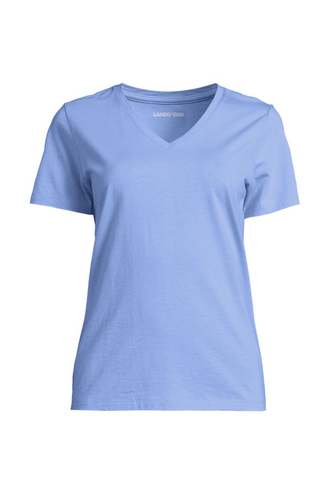 Lands' End Tall Supima Cotton V-neck T-shirt In Blue