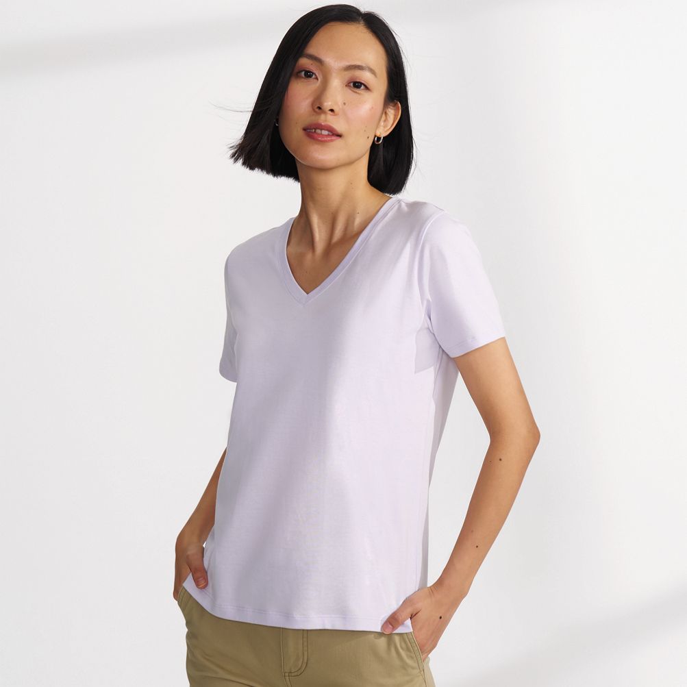 Zola - T-shirt col V beige en coton Supima® pour femme