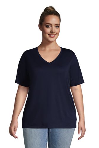 Supima Kurzarm Shirt Mit V Ausschnitt Fur Damen Lands End