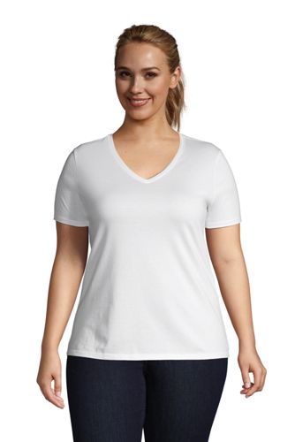 Supima Kurzarm Shirt Mit V Ausschnitt Fur Damen Lands End