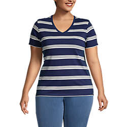 Women's Plus Size Relaxed Supima Cotton Short Sleeve V-Neck T-Shirt, Front
