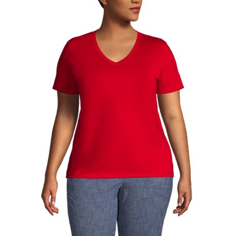 Cotton Blend V Neck Slub T Shirt Top Misses Women's Plus Size S-2XL Many COLORS 