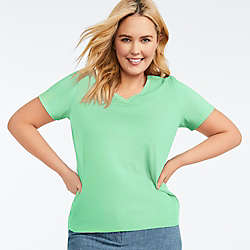 Women's Plus Size Relaxed Supima Cotton Short Sleeve V-Neck T-Shirt, alternative image