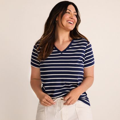 Women's Plus Size Relaxed Supima Cotton V-Neck T-Shirt - primary