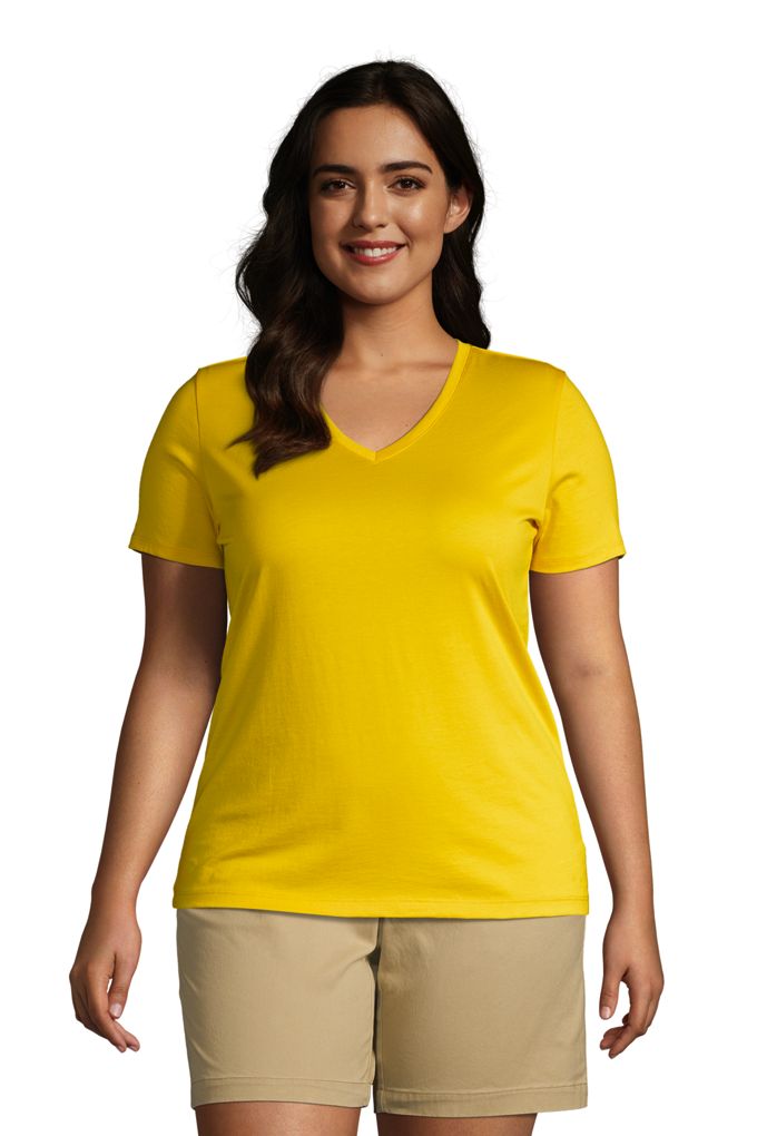 Lands' EndWomen's Plus Size Relaxed Supima Cotton Short Sleeve VNeck T
