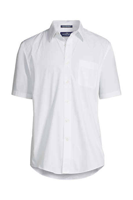 Men's Short Sleeve Straight Collar Solid Broadcloth Shirt
