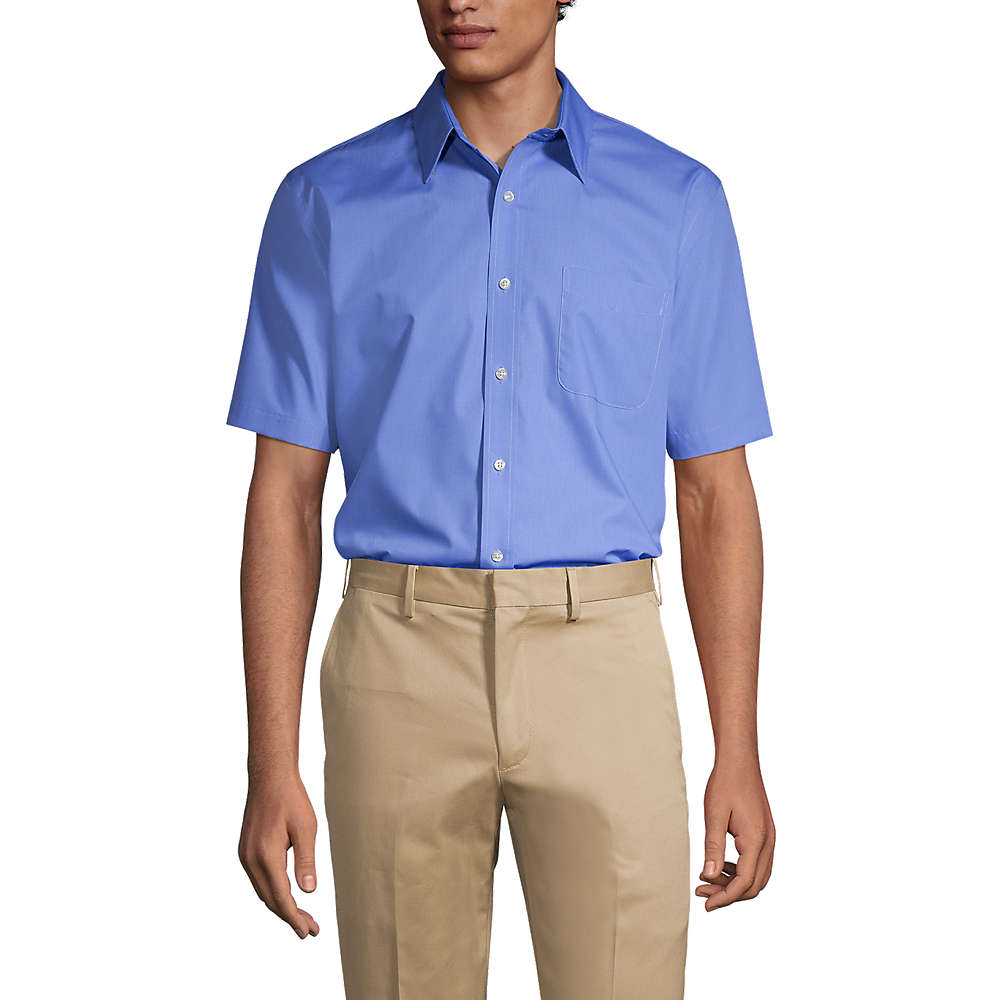 School Uniform Men's Short Sleeve Straight Collar Broadcloth Shirt, Front