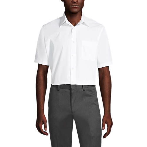 Men's Tall  Short Sleeve Straight Collar Broadcloth Shirt - Secondary