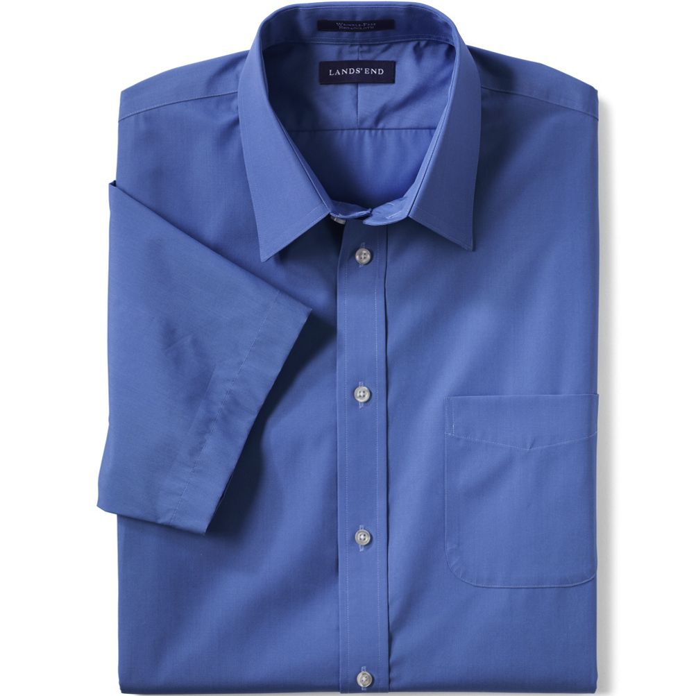 Men's Short Sleeve Straight Collar Broadcloth Shirt