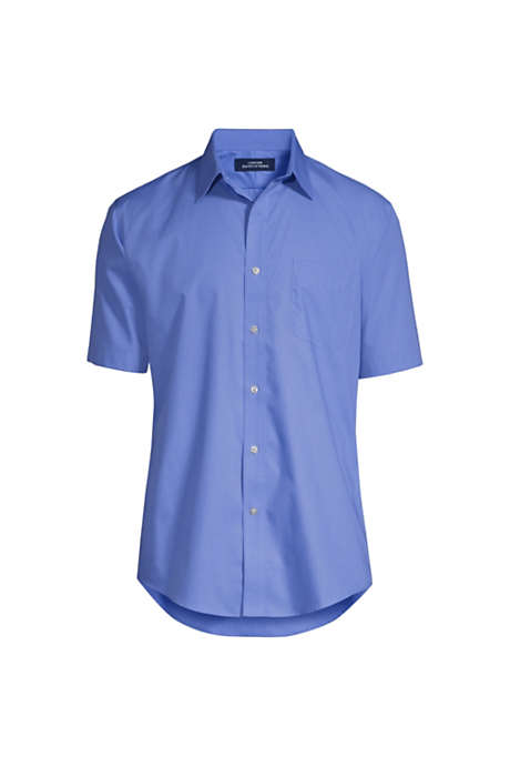 Men's Short Sleeve Straight Collar Solid Broadcloth Shirt
