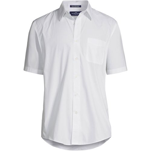 Men's Short Sleeve Straight Collar Solid Broadcloth Shirt