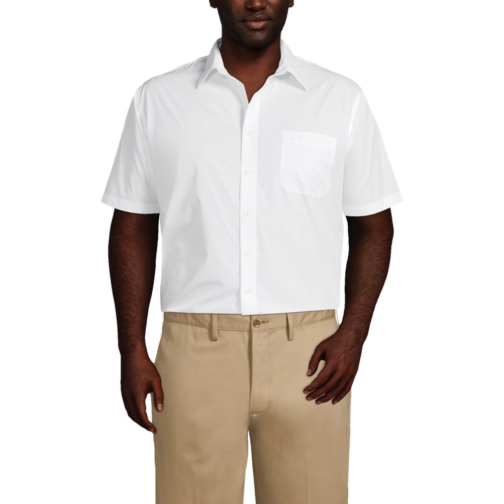 Men's Big Short Sleeve Straight Collar Broadcloth Shirt | Lands' End