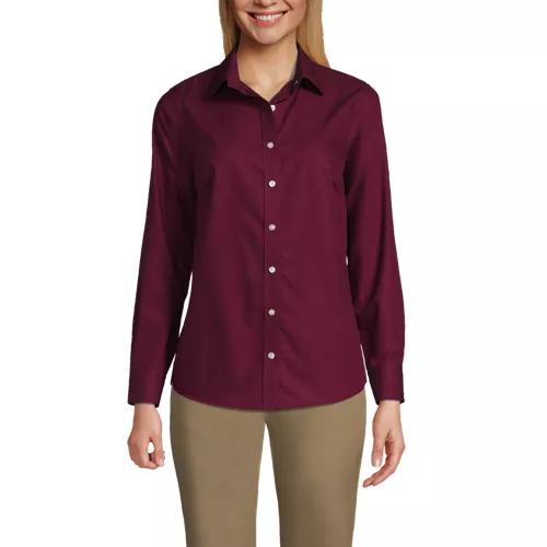 Women's Long Sleeve No Iron Broadcloth Shirt, Front