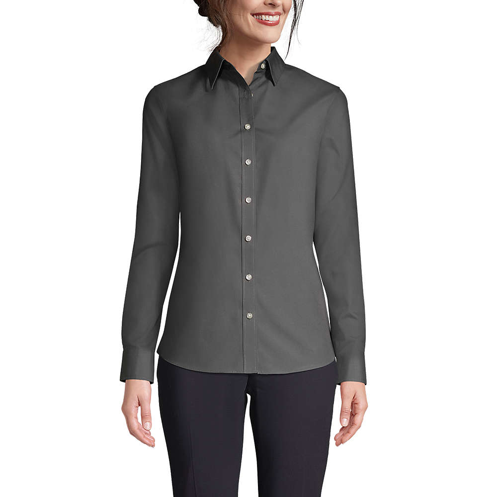 Women's Long Sleeve No Iron Broadcloth Shirt, Front
