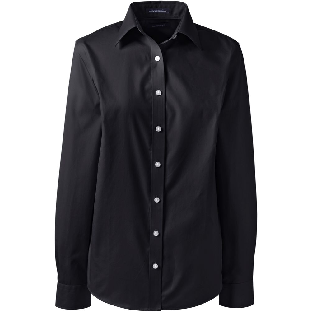 Womens black shirt with white collar and outlet cuffs