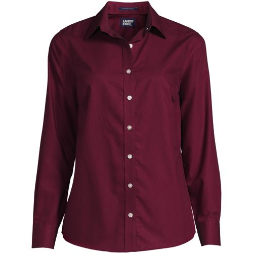 Women's Long Sleeve Straight Collar No Iron Broadcloth Shirt