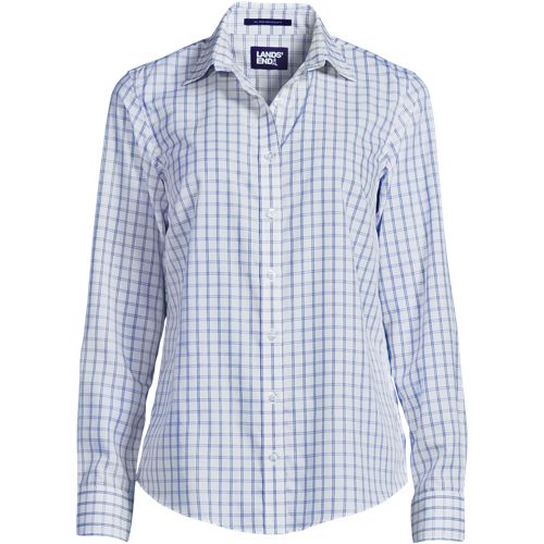 knee length dresses for ladies Foxcroft Paityn Essential Pinpoint Wrinkle Free No-Iron Shirt- Foxcroft Blue Wave / 2