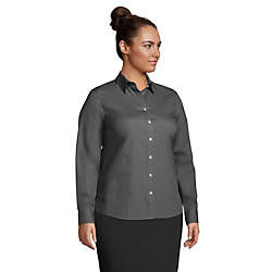 Women's Plus Size Long Sleeve No Iron Broadcloth Shirt, alternative image